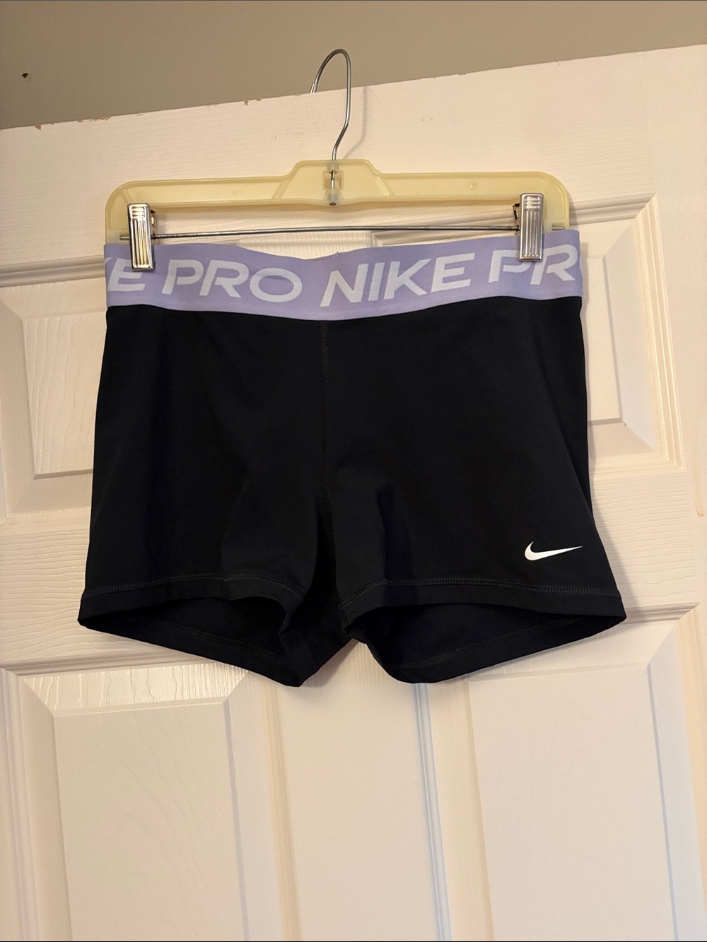 Nike Pro Black Women’s Shorts with Lavender Waistband